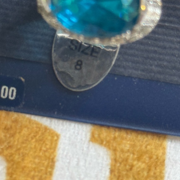 Blue Silver Marcasite Ring Size 8 - Picture 4 of 5